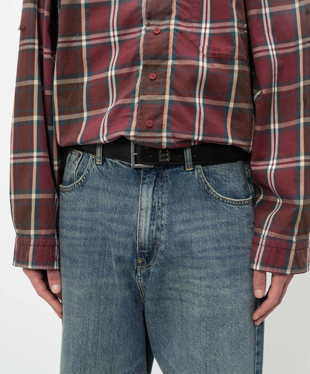 Balenciaga Чорний шкіряний ремінь Hourglass Belt 8674992ACI5 зображення 2