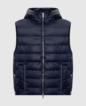 Peserico Синій пуховий жилет з ланцюжком моніль A0346102200