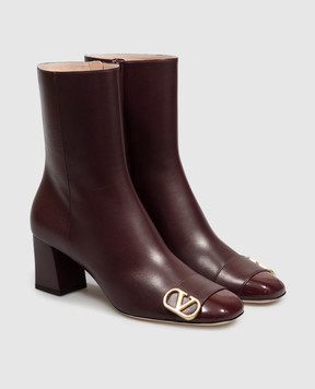 Valentino Бордовые кожаные ботильоны VLogo 9W2S0PT5KLD