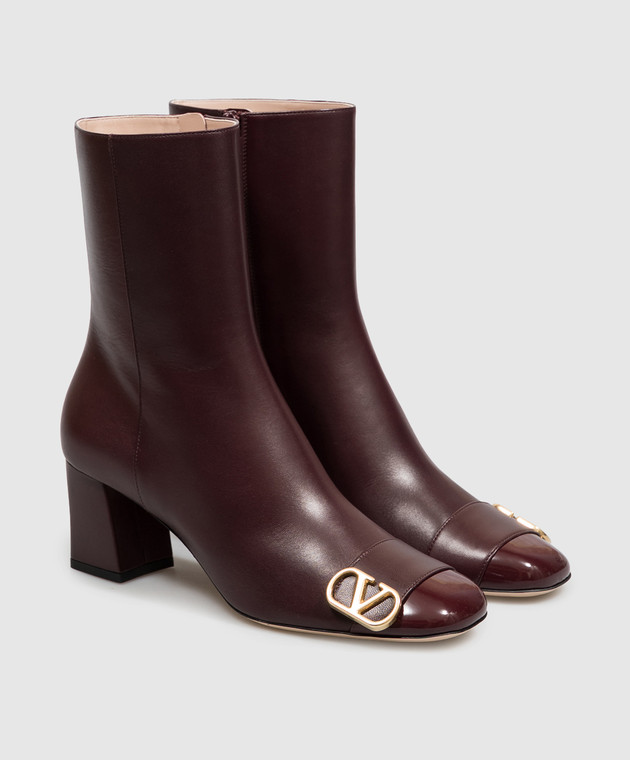 Valentino Бордові шкіряні ботильйони VLogo 9W2S0PT5KLD зображення 2