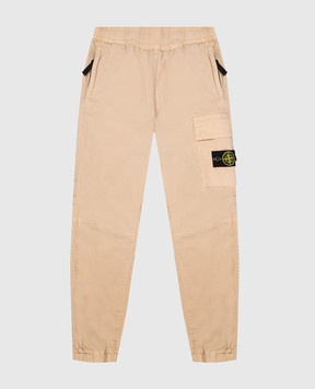 Stone Island Детские бежевые джоггеры с логотипом патча L1S163100003S000124