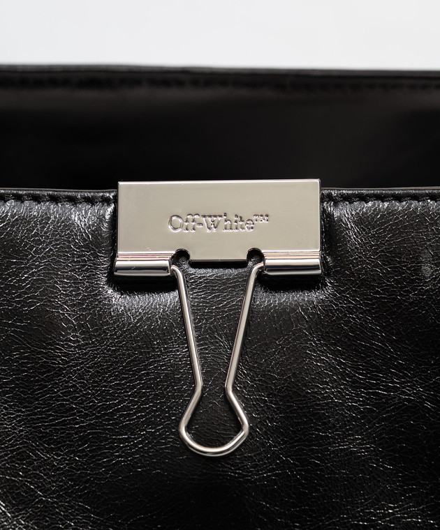 Off-White Черная кожаная глянцевая сумка Binder OWWNA01F26LT01 изображение 5