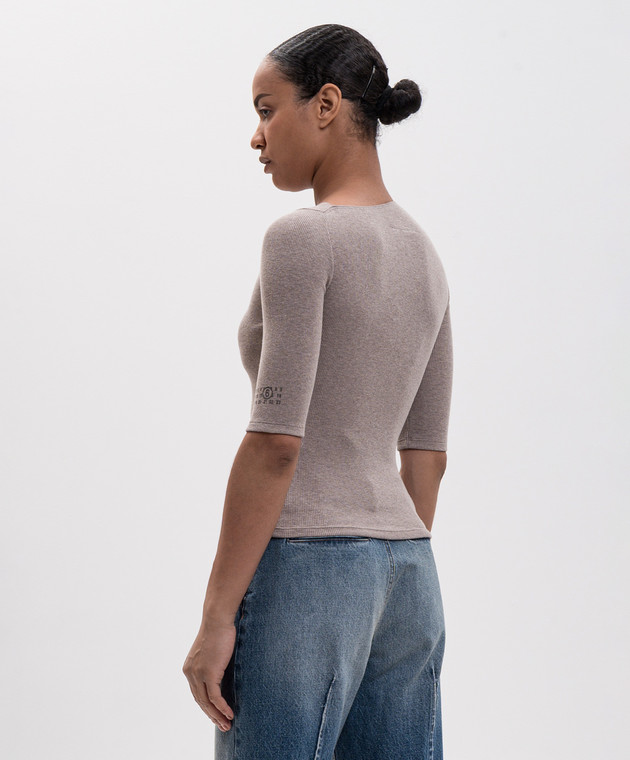 Maison Margiela MM6 Бежевый топ с шерстью в рубчик S52NC0361M20122 изображение 4