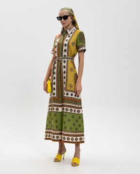 Alemais Зеленое платье-рубашка Contina из льна 6535D