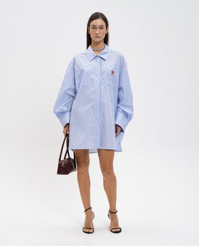 Off-White Блакитна сукня-сорочка в смужку 2DG00EF25FAB001