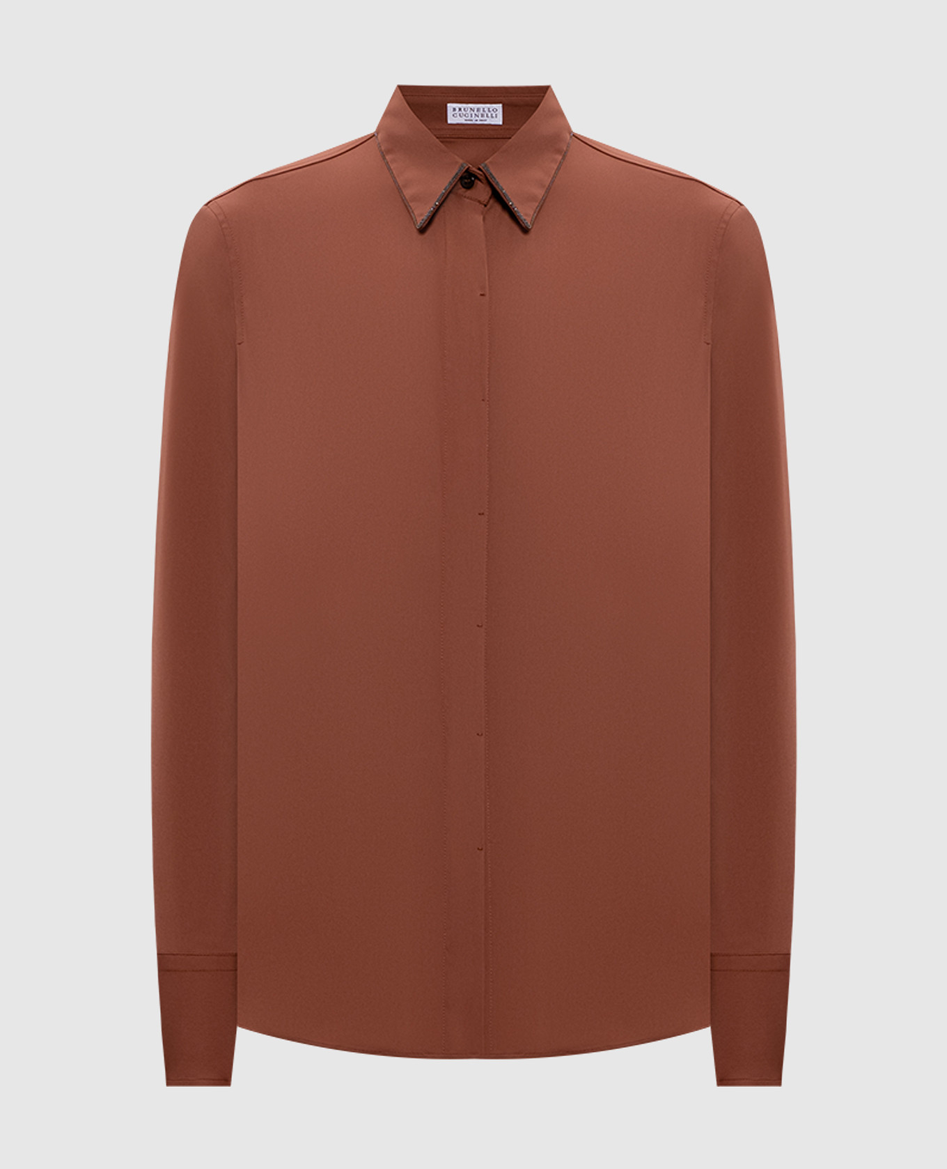 Коричневая рубашка с цепочкой мониль