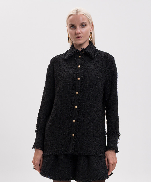 Balmain Чорна твідова сорочка HF1HD005XM07 зображення 3