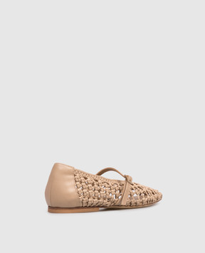 Babe Pay Pls Бежеві шкіряні балетки з плетінням BALETY