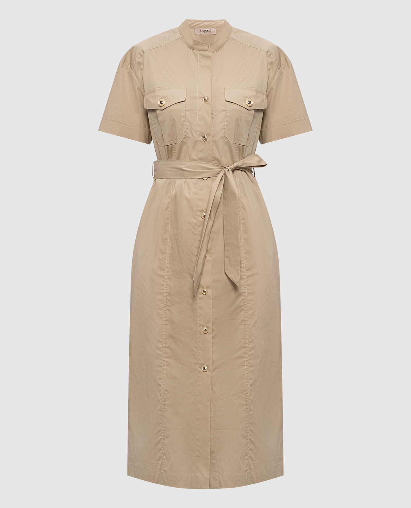 

Бежевое платье-рубашка, Бежевый, Повседневные платья