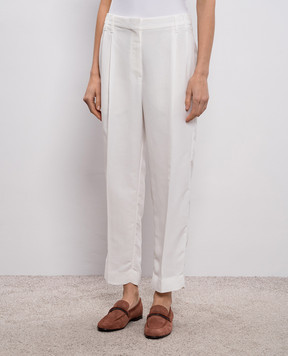 Brunello Cucinelli Білі штани з льоном з ланцюжком моніль MH126P8292