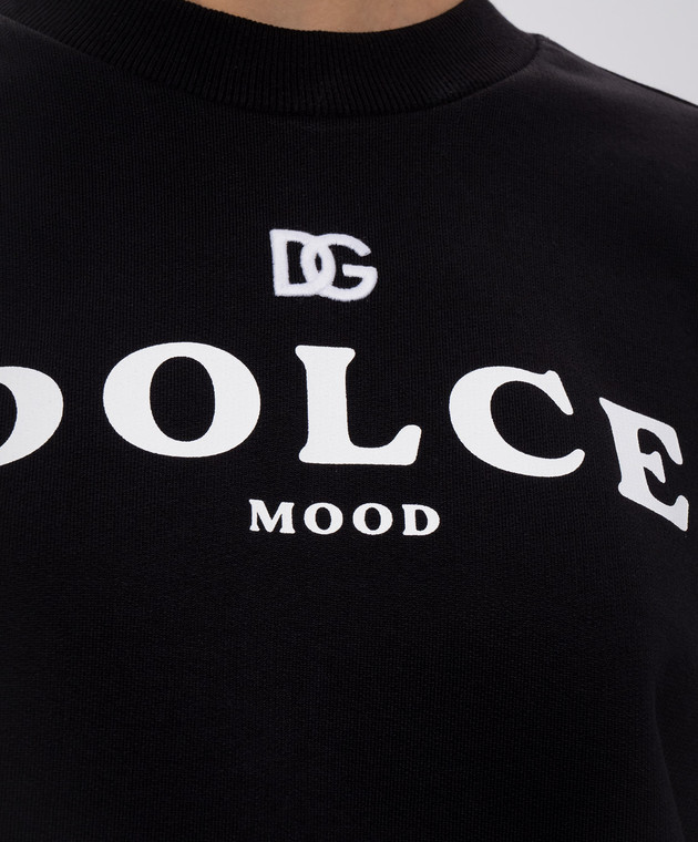 Dolce&Gabbana Чорний світшот з принтом логотипа F9U78ZHU7P4 зображення 5