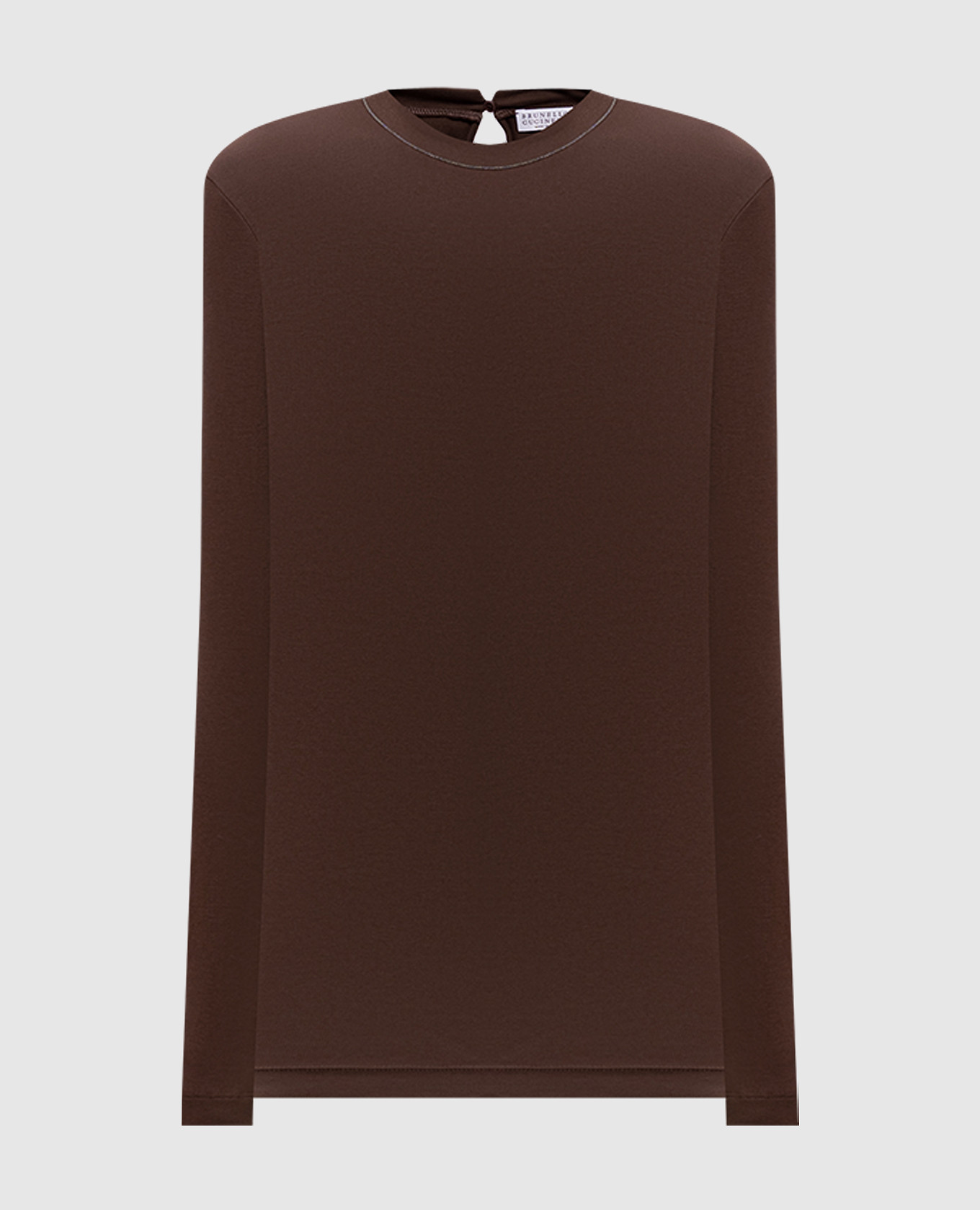 Коричневый лонгслив с цепочкой мониль