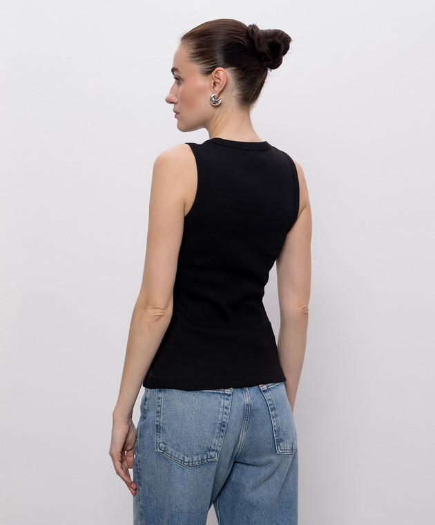 Alexander McQueen Черная майка в рубчик A00067QLAER изображение 4
