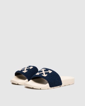 Off-White Синие слайдеры с логотипом Arrow W003F5F001