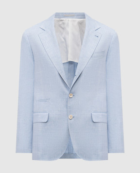 Brunello Cucinelli Блакитний піджак з льону та вовни MZ4087BTD