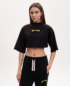 Palm Angels Черная укороченная футболка с логотипом PWAA054S26JER003