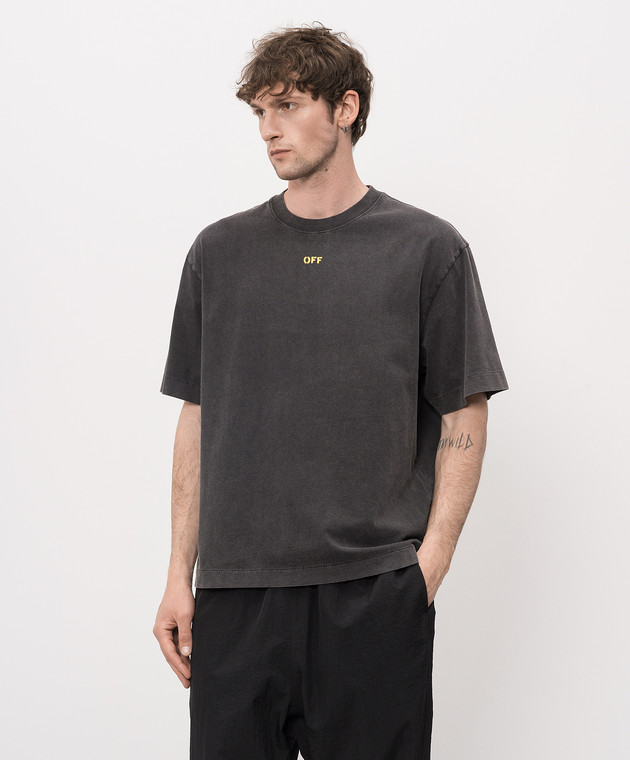 Off-White Сіра футболка з принтом Fallen Caravaggio 44MAA120S26J00B зображення 3