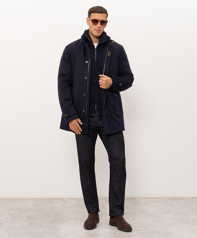Pini Parma Синий кардиган из шерсти и кашемира FZIPJABL изображение 2