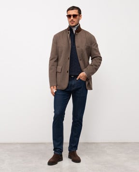 Loro Piana Синій светр з кашеміру з фактурним візерунком FAD7358