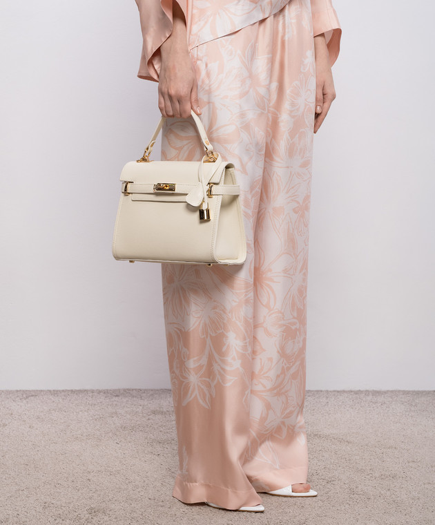 Gianni Notaro Кожаная сумка-сетчел цвета айвори SAFFIANO 099SAFFIANOORO изображение 2