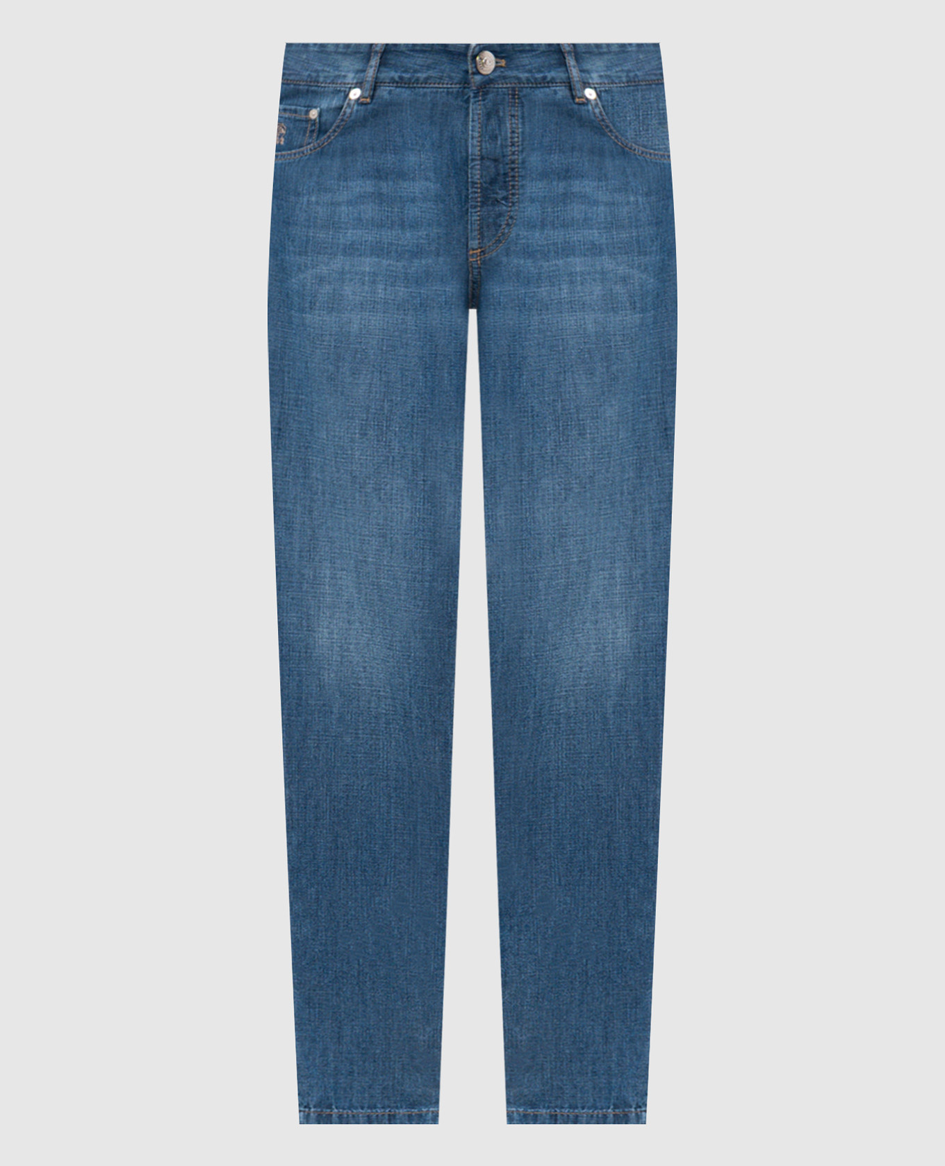 Синие джинсы с вышивкой эмблемы