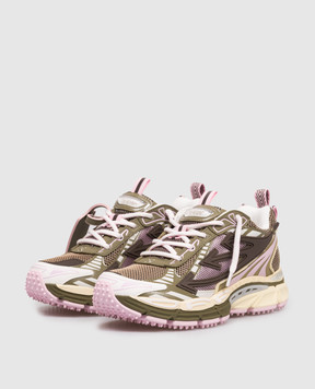 Off-White Комбинированные кроссовки Be Right Back цвета хаки OWIA289S26FAB002