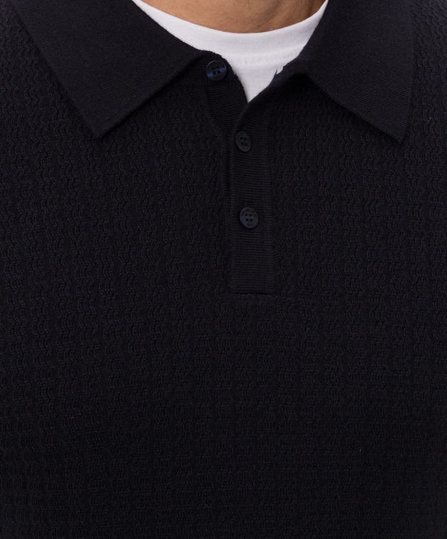 Trussardi Синее поло из шерсти в узор M0148000112NMK646K36 изображение 5