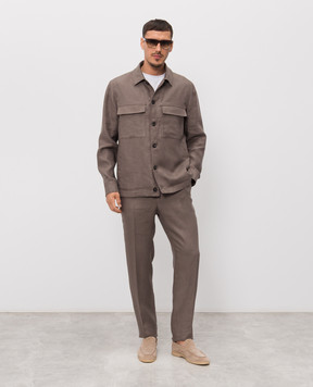 Peserico Коричневі штани з льону R54295D02606