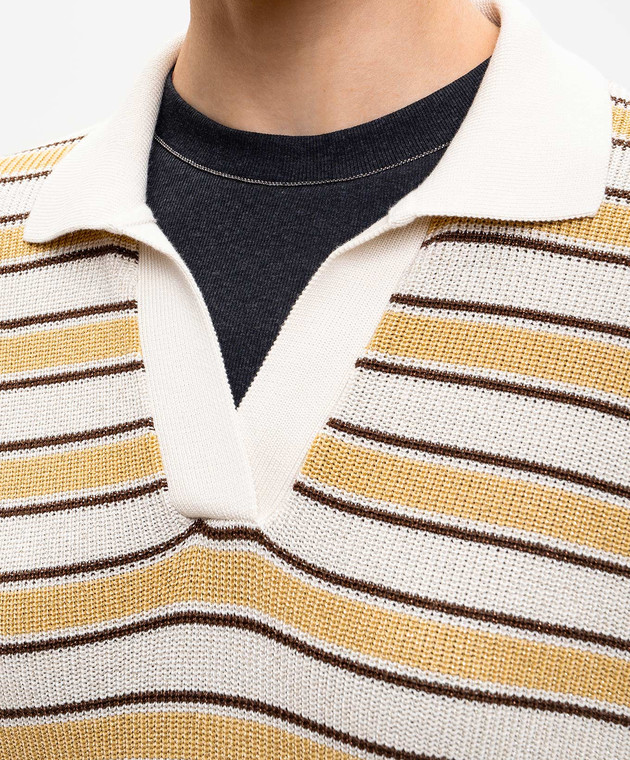Brunello Cucinelli Пуловер кольору айворі в смужку з люрексом MAZ263805P зображення 5