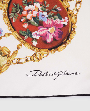 Dolce&Gabbana Белый платок из шелка в брендовый принт FN090RGDDLK
