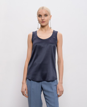 Brunello Cucinelli Синяя майка из шелка M0C59E0600