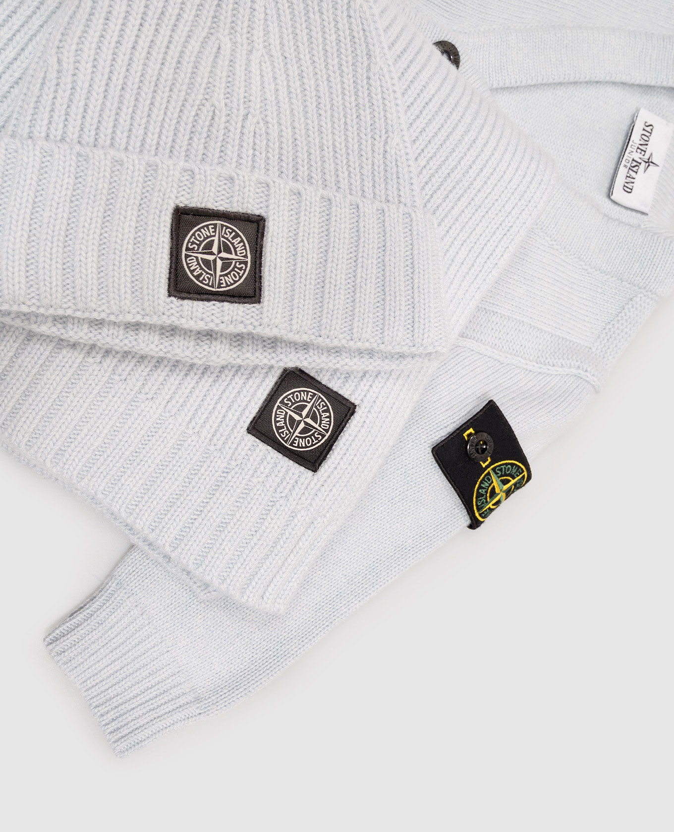Stone Island Детский голубой комплект из кардигана, шапки и пледа с шерстью и кашемиром L2S16M200001S0M10 изображение 6