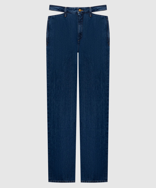 Jil Sander Синие джинсы с фигурными вырезами J03KA0362J45324