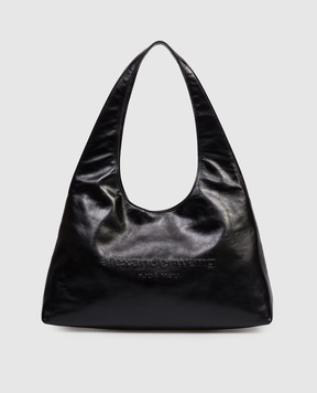 Alexander Wang Чорна шкіряна сумка-хобо з фактурним логотипом 20226K62L