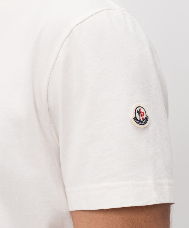 Moncler Белая футболка с вышиной надписи L10918C0005389B8U изображение 5