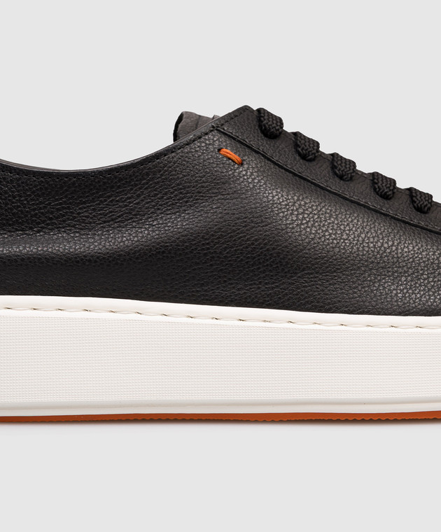Santoni Черные кожаные кроссовки WBCD61322BARCDYI изображение 5