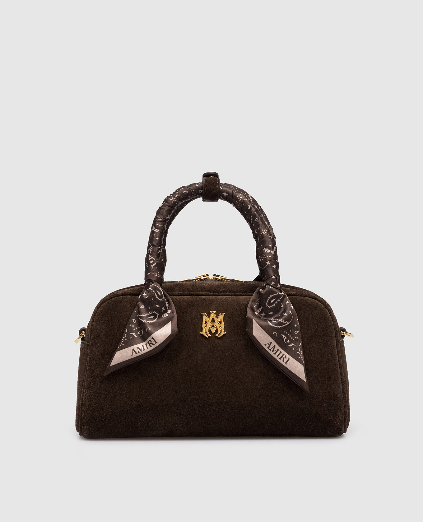 

Коричневая замшевая сумка с логотипом, Коричневый, Сумки через плечо