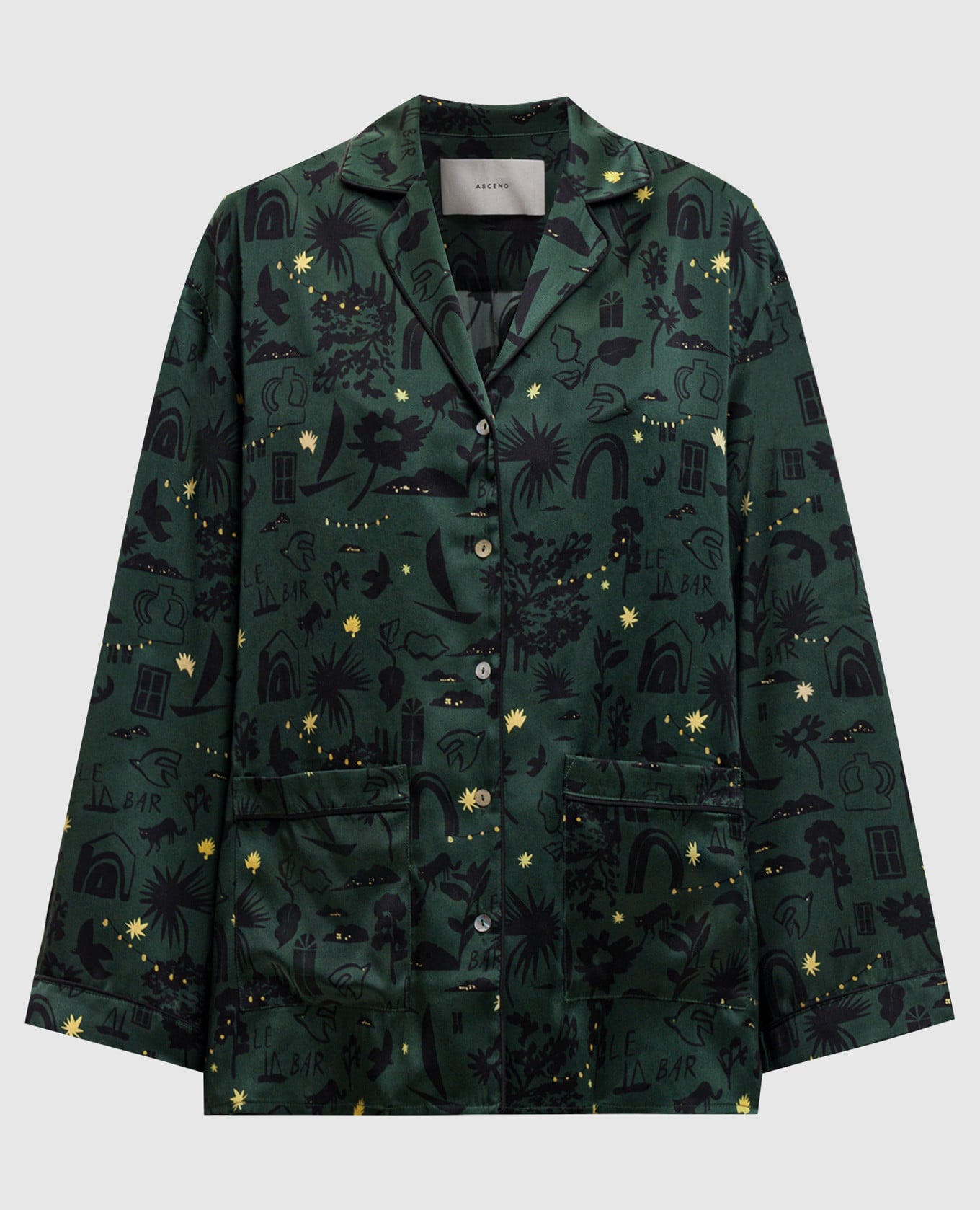 Зеленая пижамная рубашка из шелка Alba