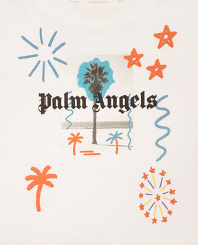 Palm Angels Детская белая футболка с принтом F6PAJBTH097