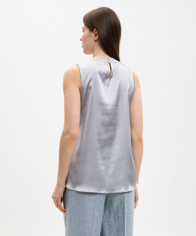 Peserico Серый топ из шелка с блестящей текстурой A086272372E изображение 4