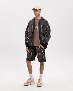 Off-White Сіра спортивні куртка з нашивкою емблеми 44MBE015S26D001
