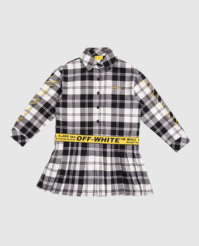 Off-White Дитяча сіра сукня-сорочка в клітинку 44GDB06HF5F001