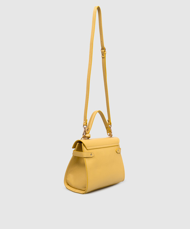 Gianni Notaro Желтая кожаная сумка-сетчел DOLLARO 099DOLLAROORO изображение 3