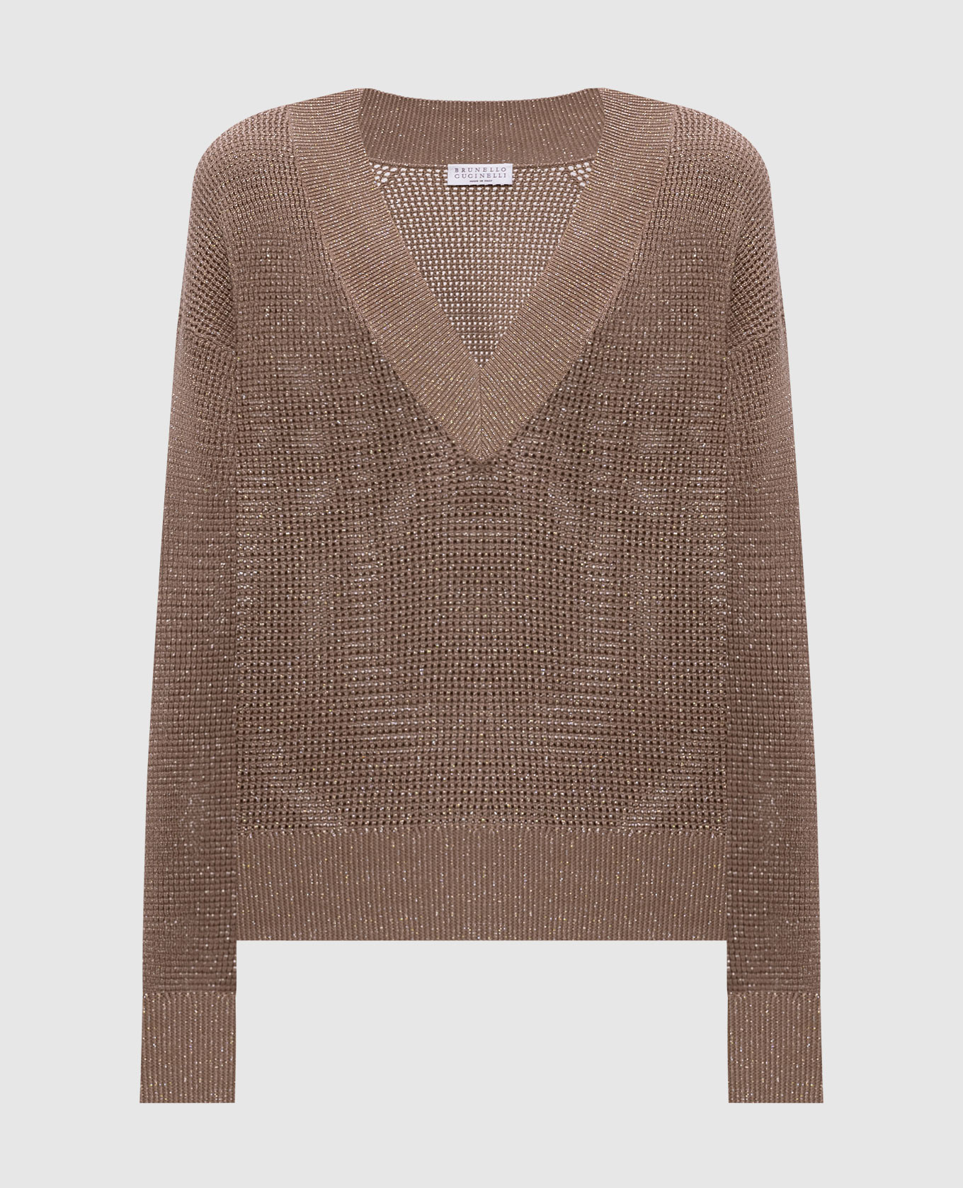 Коричневый пуловер с люрексом