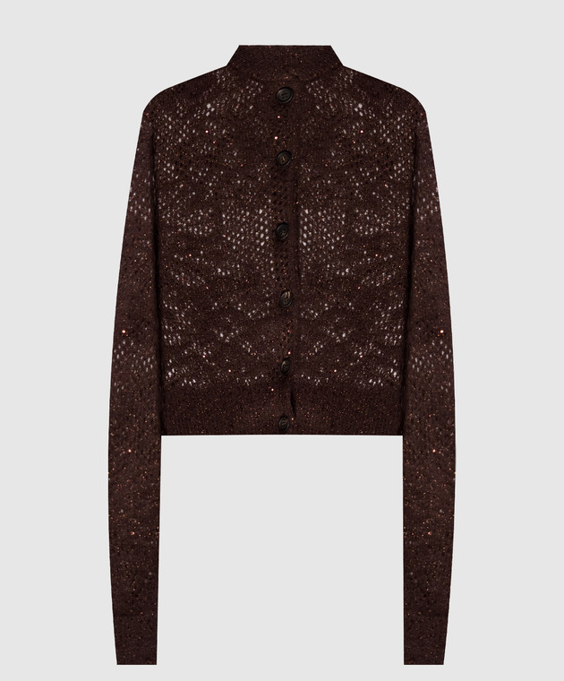 Brunello Cucinelli Коричневий кардиган з вовною MFA790106