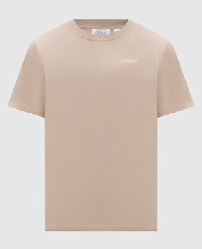 Off-White Бежева футболка з принтом логотипа 44MAA16MF26J00M