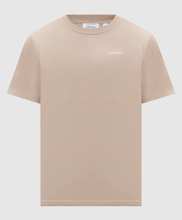 Off-White Бежевая футболка с принтом логотипа 44MAA16MF26J00M