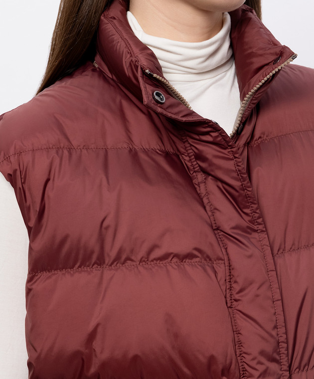 Brunello Cucinelli Бордовый стеганый пуховой жилет MD5987612P изображение 5