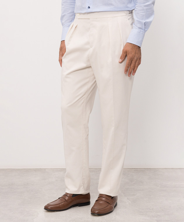 Brunello Cucinelli Вельветовые штаны цвета айвори ML462PS00 изображение 3