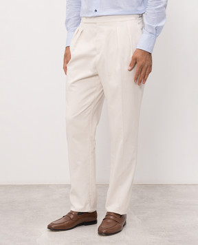 Brunello Cucinelli Вельветовые штаны цвета айвори ML462PS00